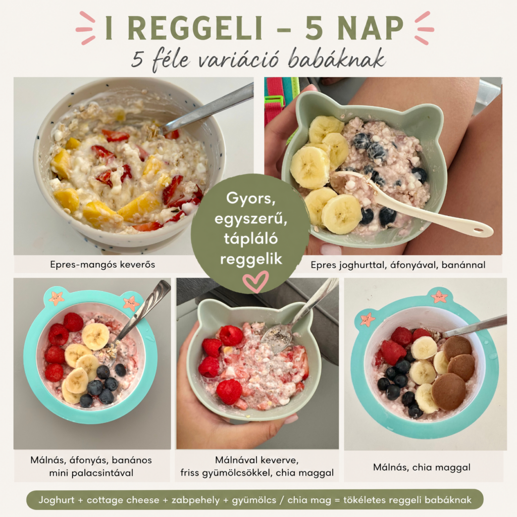 Joghurtos cottage cheese-es zabos baba reggeli öt féle gyümölcsös változatban