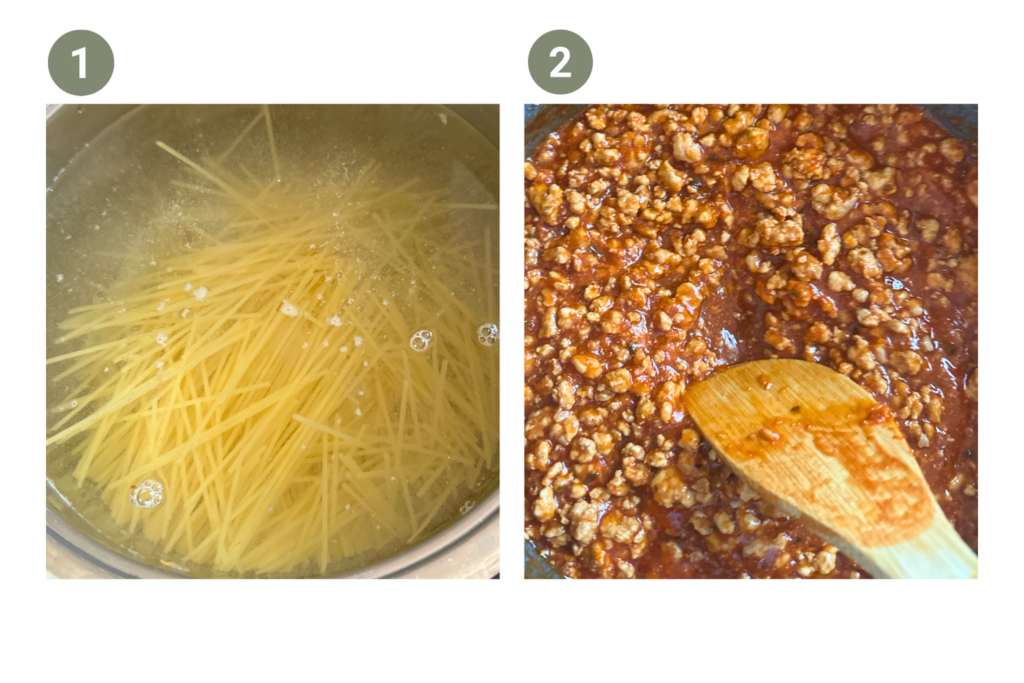 Kifőzött spagetti és házi répás bolognai szósz készítése
