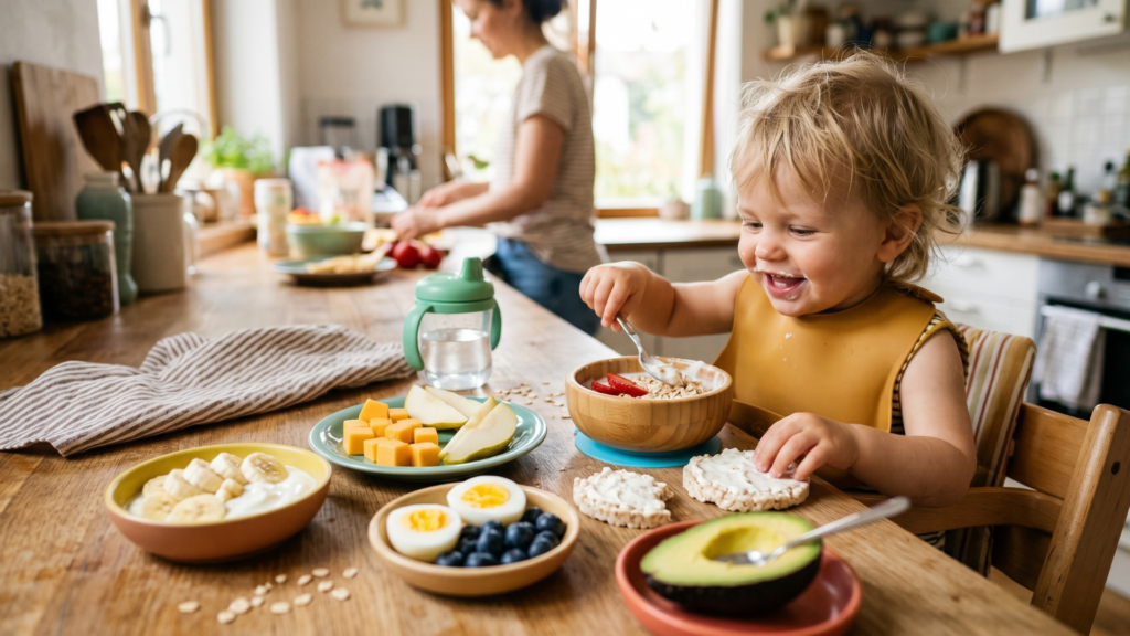 baba uzsonna ötletek gyümölcsökkel, tojással és joghurttal
