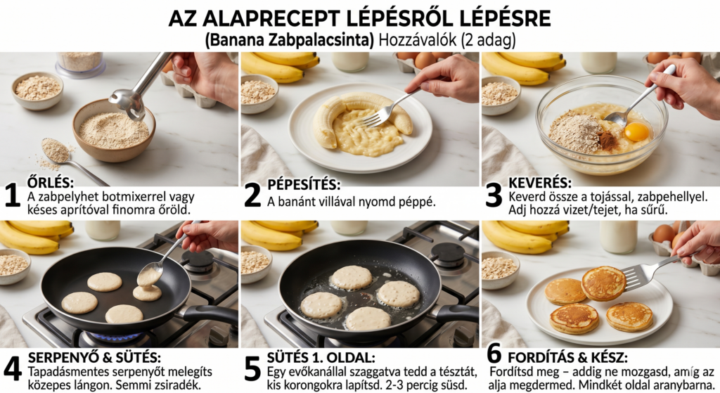 zabpalacsinta babáknak lépésről lépésre elkészítése banánnal és zabpehellyel