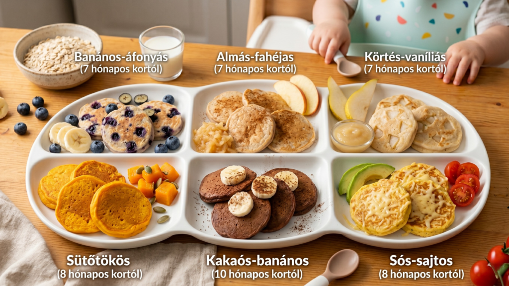 zabpalacsinta babáknak különböző ízesítésekkel banános almás kakaós és sós változatok