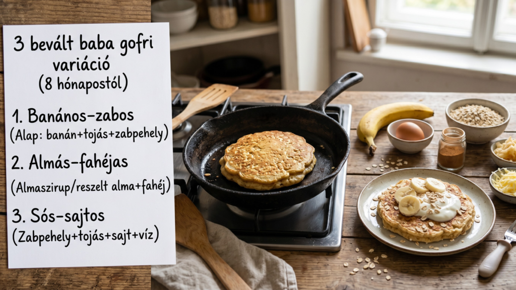 3 bevált baba gofri variáció 8 hónapostól – banános-zabos, almás-fahéjas és sós-sajtos recept összefoglaló