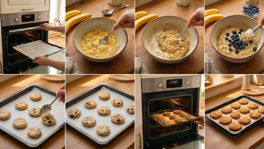 baba keksz készítése lépésről lépésre banánnal és zabpehellyel sütőben
