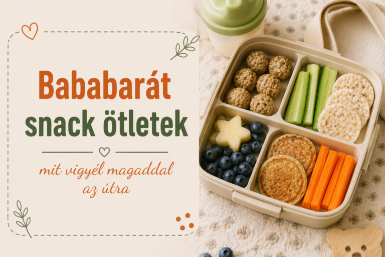 Bababarát snack ötletek utazáshoz – bento dobozban energiagolyó, uborka, répa, mini palacsinta, rizs korong és áfonya