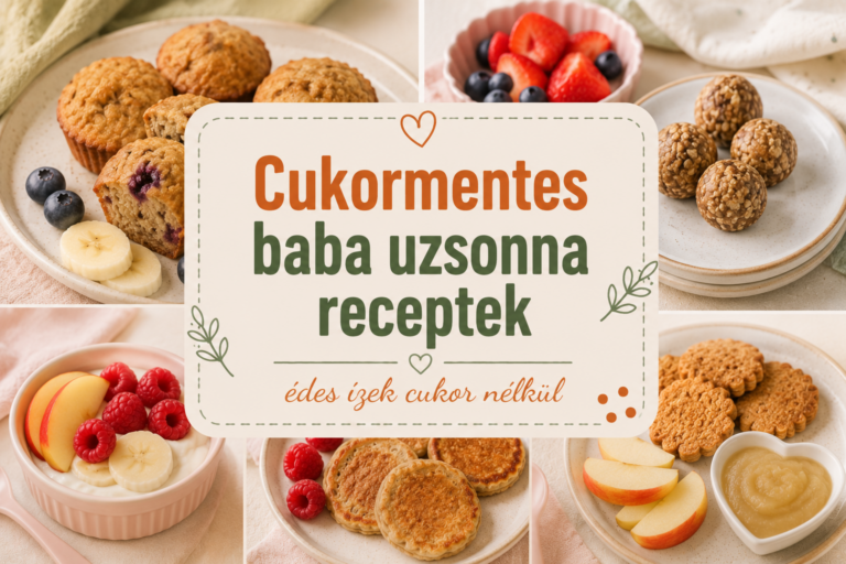 Cukormentes baba uzsonna receptek kollázs – muffin, energiagolyó, mini palacsinta, joghurtos gyümölcs, keksz és alma almapürével