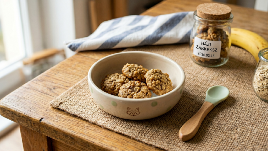 Házi zabkeksz babának – előre elkészített cukormentes zabos keksz tárolóüvegben