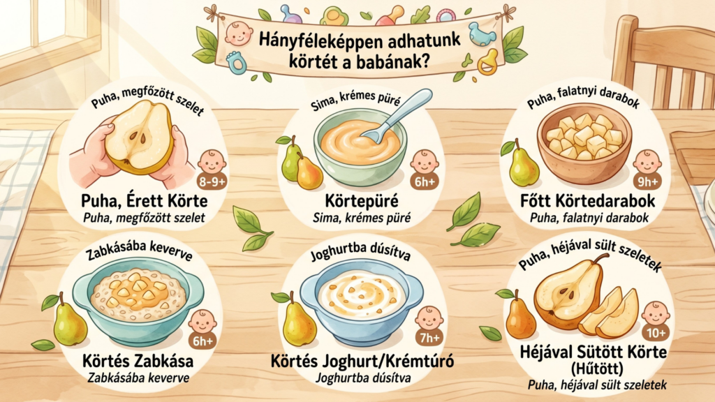Hányféleképpen adhatunk körtét a babának – körtepüré, főtt körtedarabok, körtés zabkása és joghurt életkor szerint