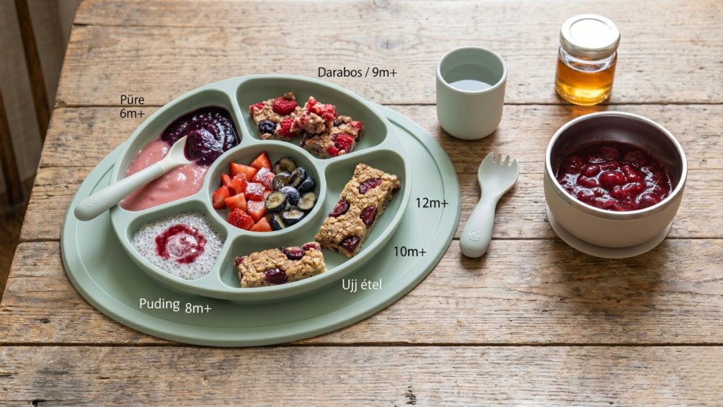 Bogyós gyümölcs babáknak életkor szerint – püré, puding, darabos és ujjétel formák 6-12 hónapos kortól