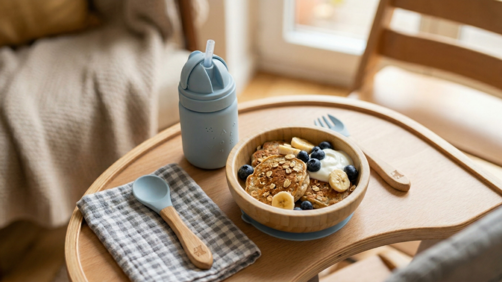 Zabos palacsinta áfonyával és banánnal – cukormentes baba reggeli