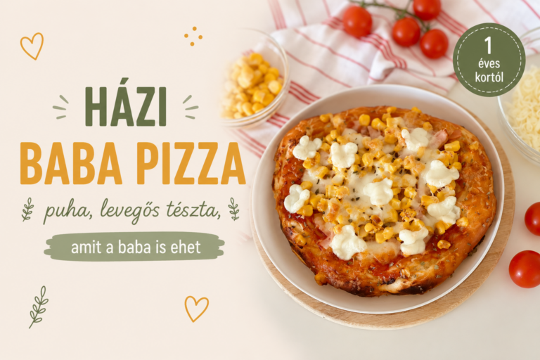 Bababarát sonkás-kukoricás pizza puha házi tésztával, 1 éves kortól