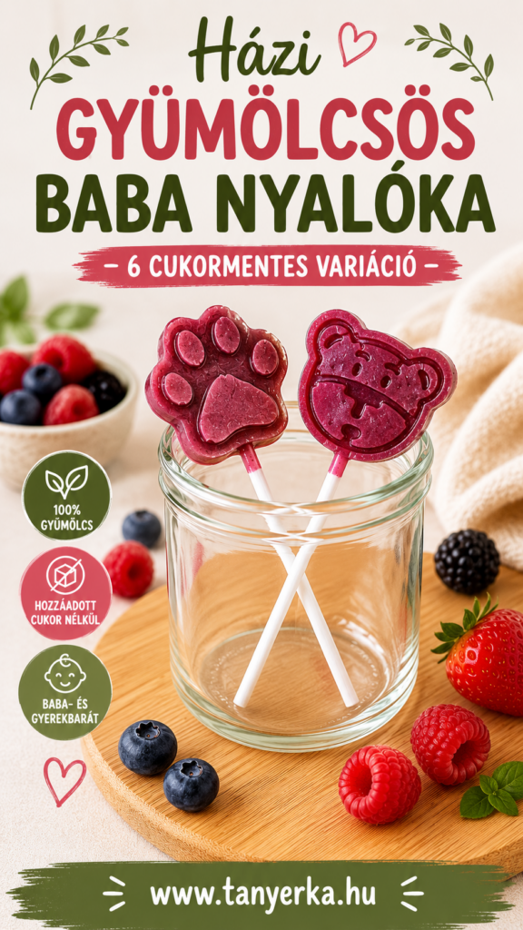 Pinterest borítókép házi gyümölcsös baba nyalókákról cukormentes variációkkal