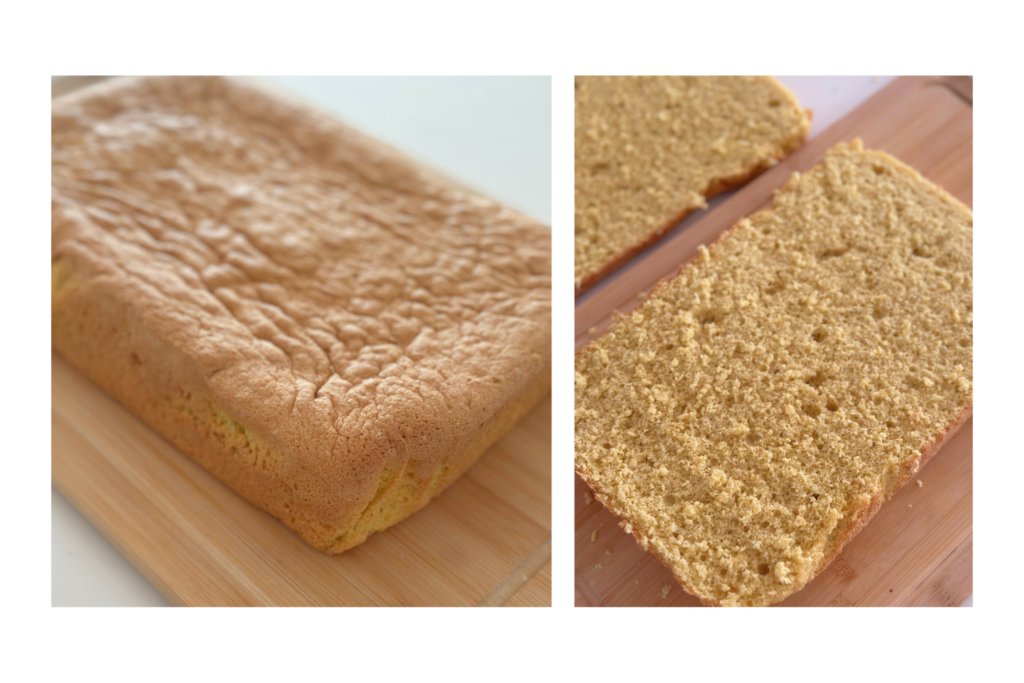 Puha számtorta piskóta egészben és félbevágva