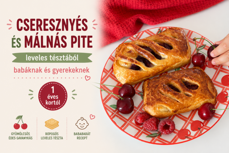 Cseresznyés és málnás pite leveles tésztából babáknak és gyerekeknek