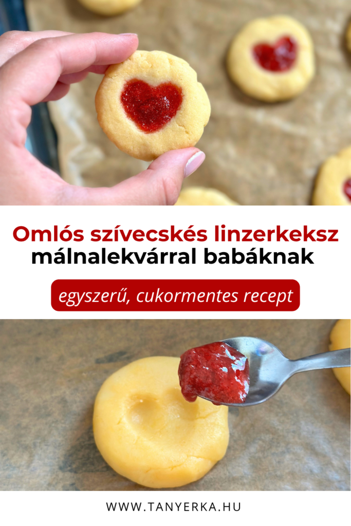 Omlós szivecskés linzerkeksz cukormentes málnalekvárral babáknak