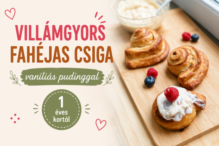 Házi fahéjas csigák leveles tésztából, vaníliás pudinggal és friss bogyós gyümölcsökkel tálalva.