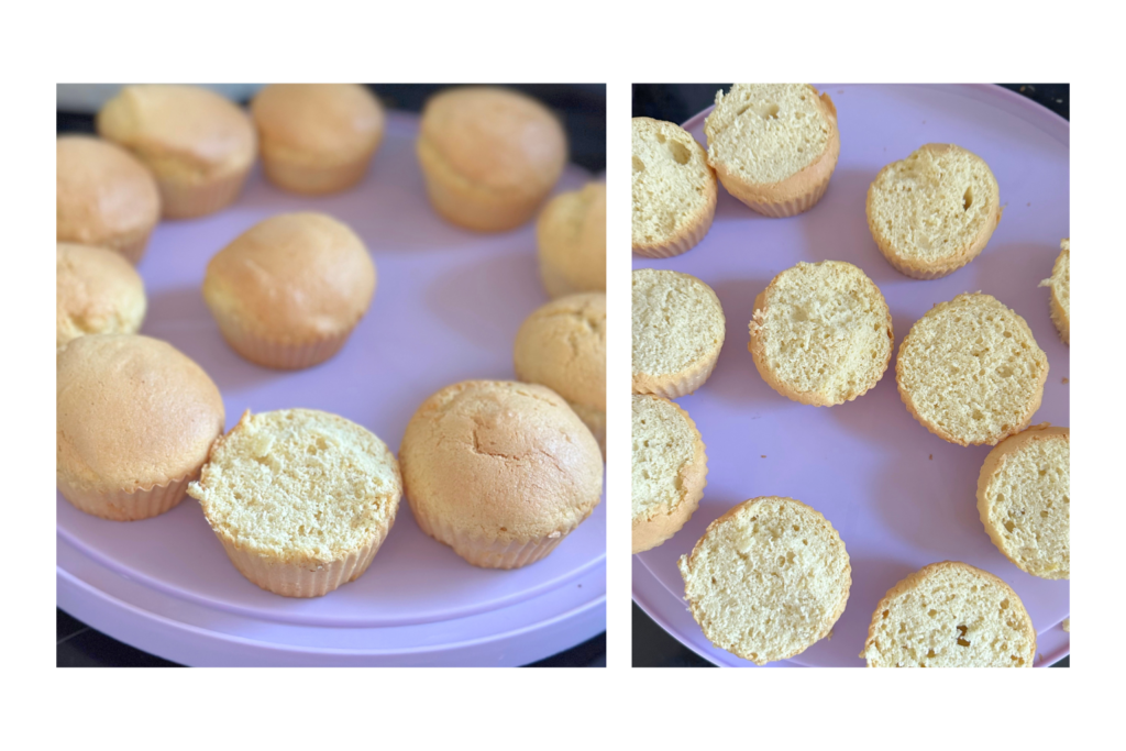 Puha házi mini torta és muffin piskóta sütés után
