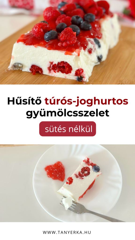 túrós-joghurtos gyümölcsszelet tele gyümölcsökkel, lekvárral és fehérjével